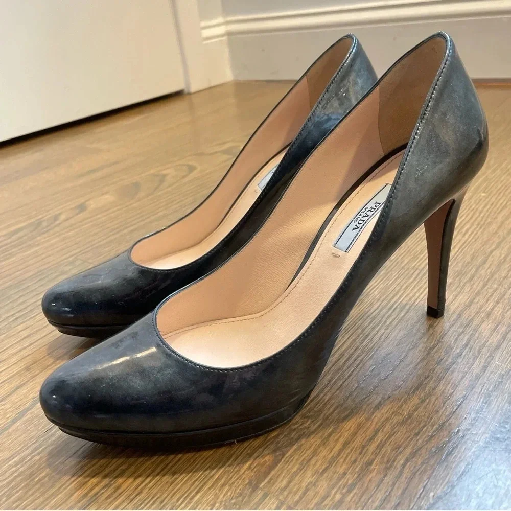 Prada Patent Leather Platform 4 inch Heel Pumps